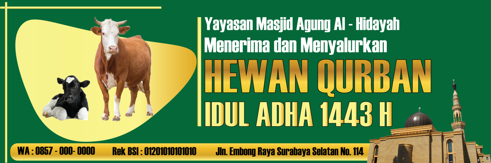 Download Spanduk Idul Adha 2022 CDR Untuk Penyaluran Hewan Qurban